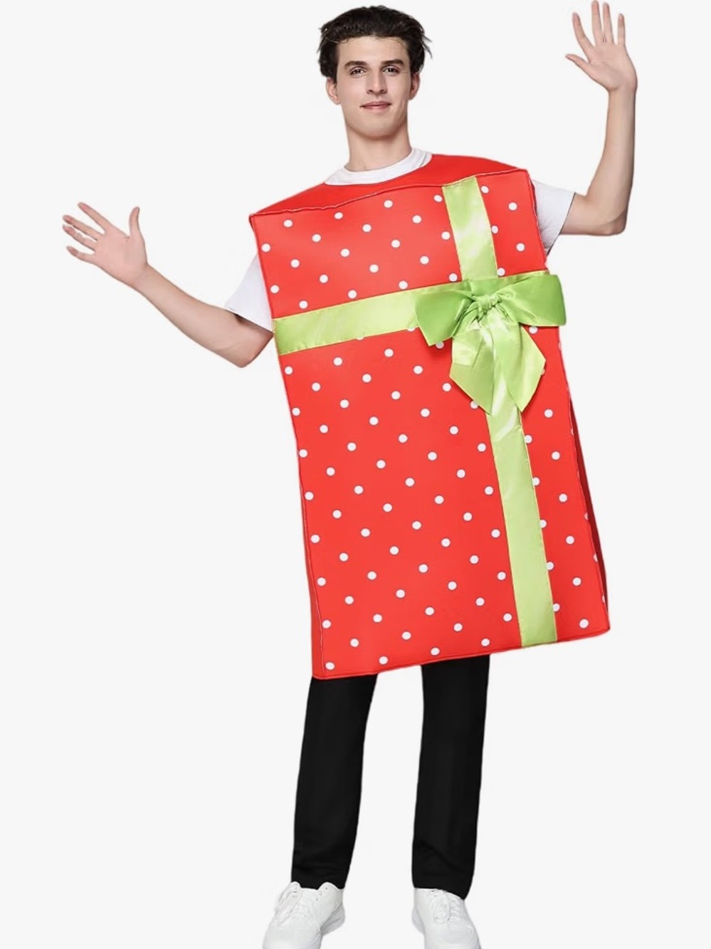 Era Spooky Red Polka Dot Gift Box Costume with Lime Bow